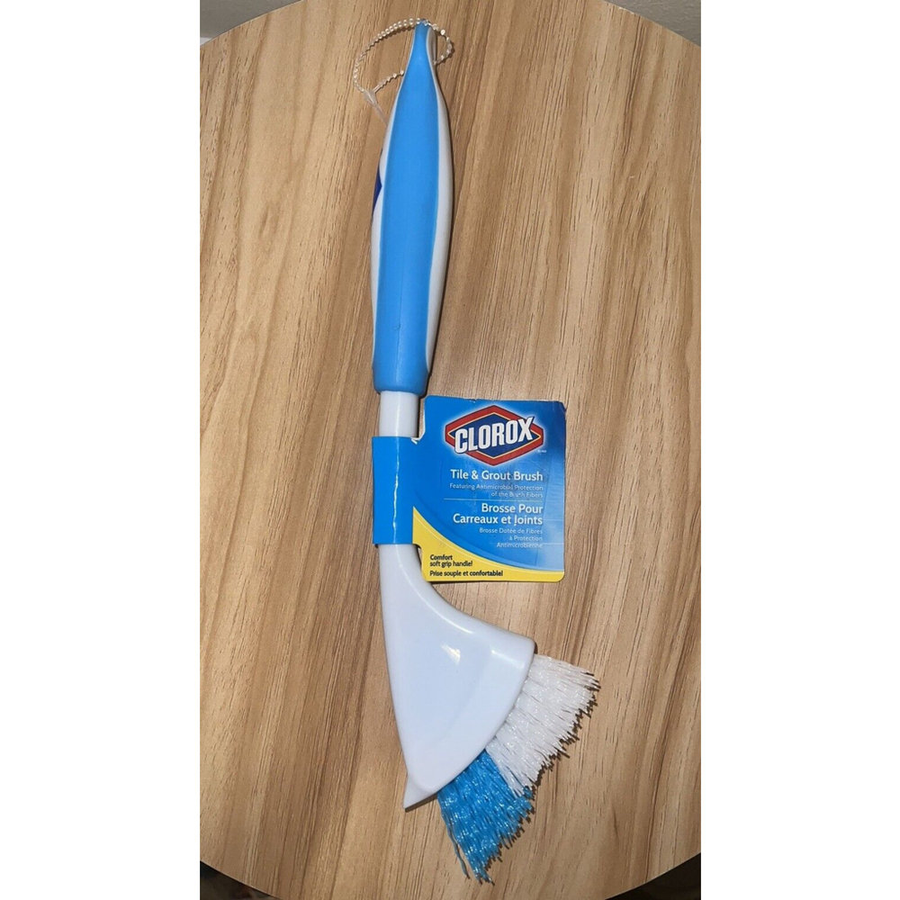 Clorox TILE & GROUT Brush Cleaner eXtra Stiff Antimicrobial Protection Soft Grip